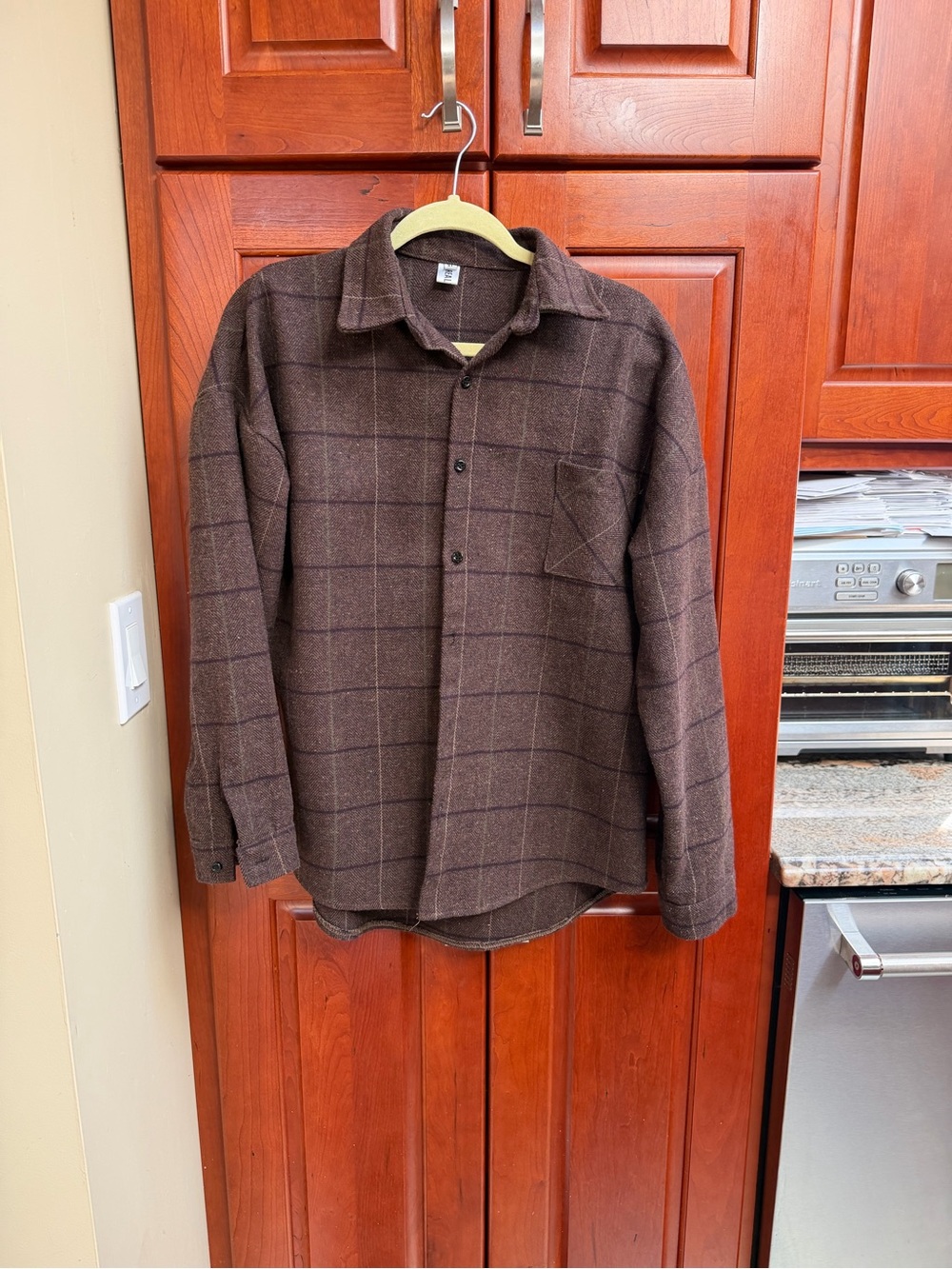 Men's Brown Windowpane Flannel Shirt